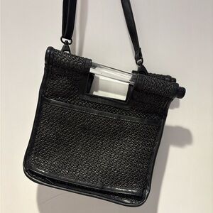 Beis Black Textured Leather Travel Bag